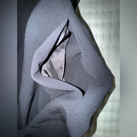 Theory Black Raglan Tie In Maxyne Crepe Long Sleeve Dress Pockets Size L EUC - Picture 5 of 10